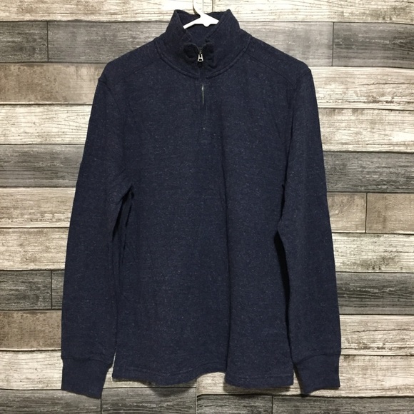 J Crew Knit Goods 1/4 Zip Pullover Sweatshirt Men’s M Navy Blue Soft - Picture 5 of 9